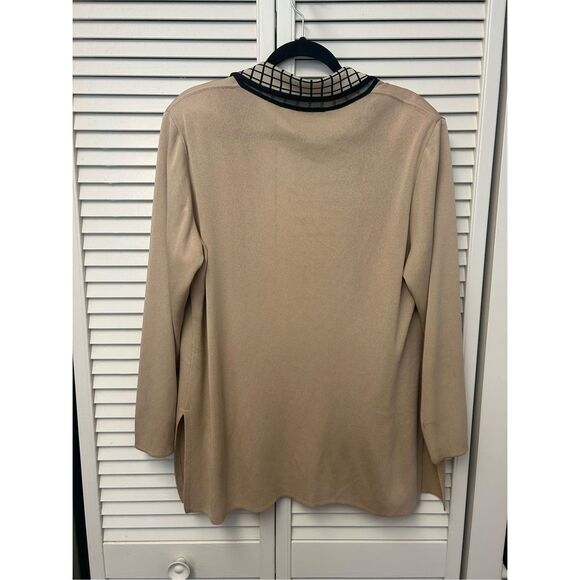 Misook Tan Black Knit Blazer Jacket, Sz Medium, MSRP $378 - Picture 5 of 9